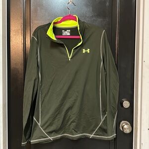 UNDER ARMOUR Men's ColdGear® Evo 1/4 Zip Top Green/Neon Yellow